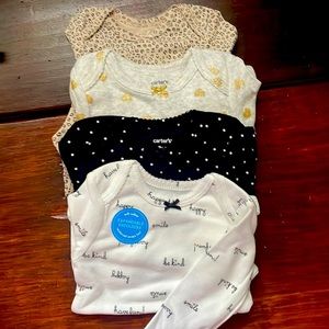 Carters 4pc girls onesie long sleeve beige/ gold